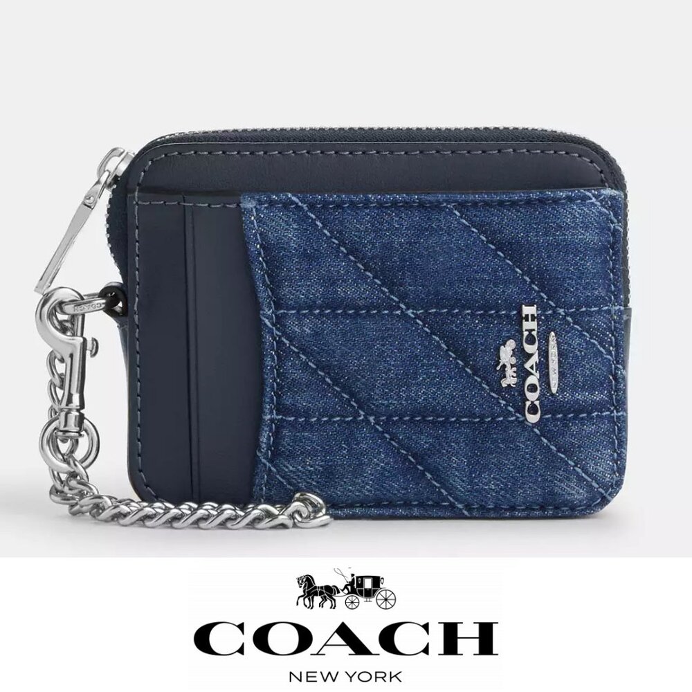 ❤️ Coach Zip Card Case With Quilting